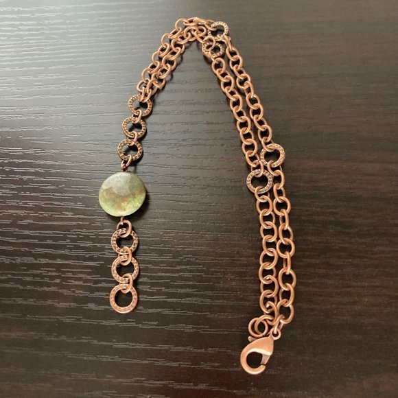 Vintage Y Necklace w/Green Jasper - Picture 3 of 5